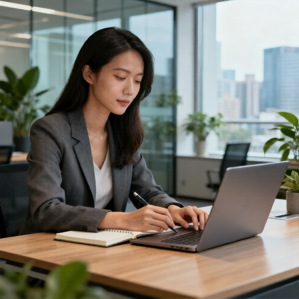 Student studying Mandarin